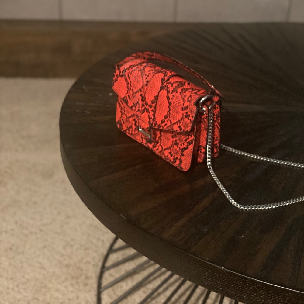 Zara orange neon snakeskin bag